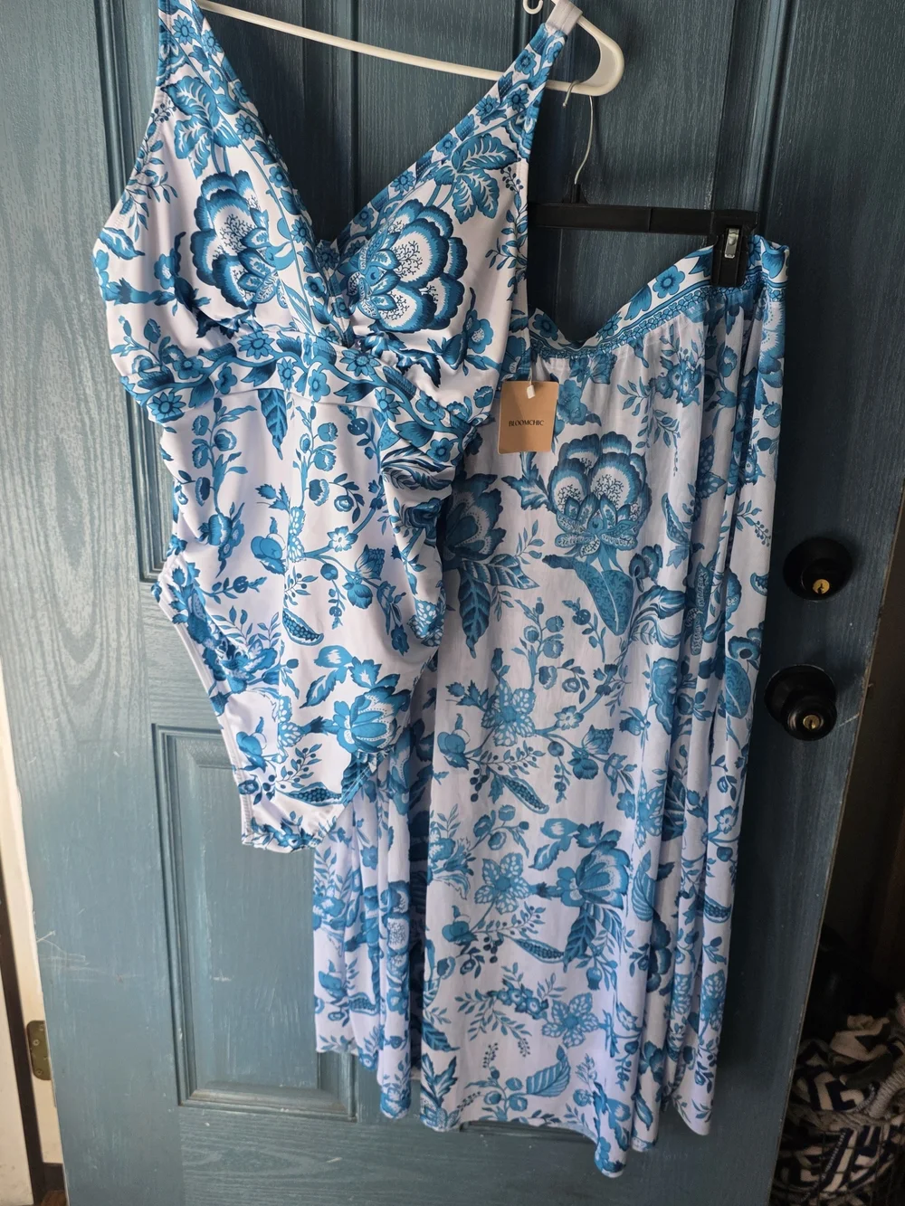 NWT BloomChic Swimsuit + Maxi Swim Skirt Set Plus Size 18-20 Floral